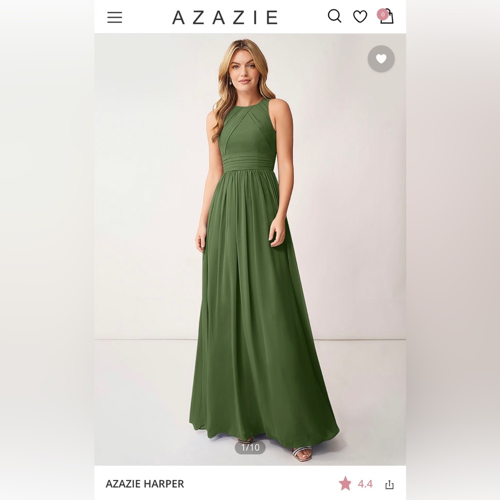 Azazie Harper dress in olive, size 14. Never worn.
